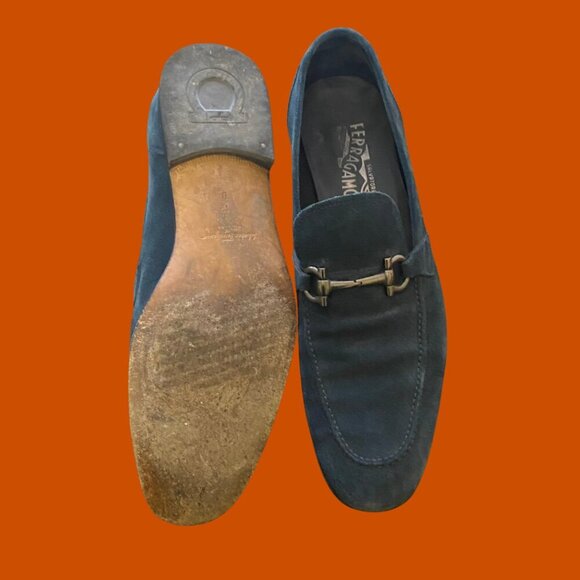 Salvatore Ferragamo Blue Suede Loafers Size 13.5 – Made in Italy - Picture 6 of 6
